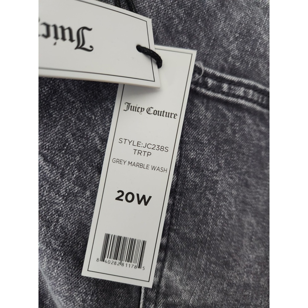 NWT Juicy Couture Venice Straight Leg Jeans Grey Marble Women's Sz 20W Raw Hem - Picture 7 of 12